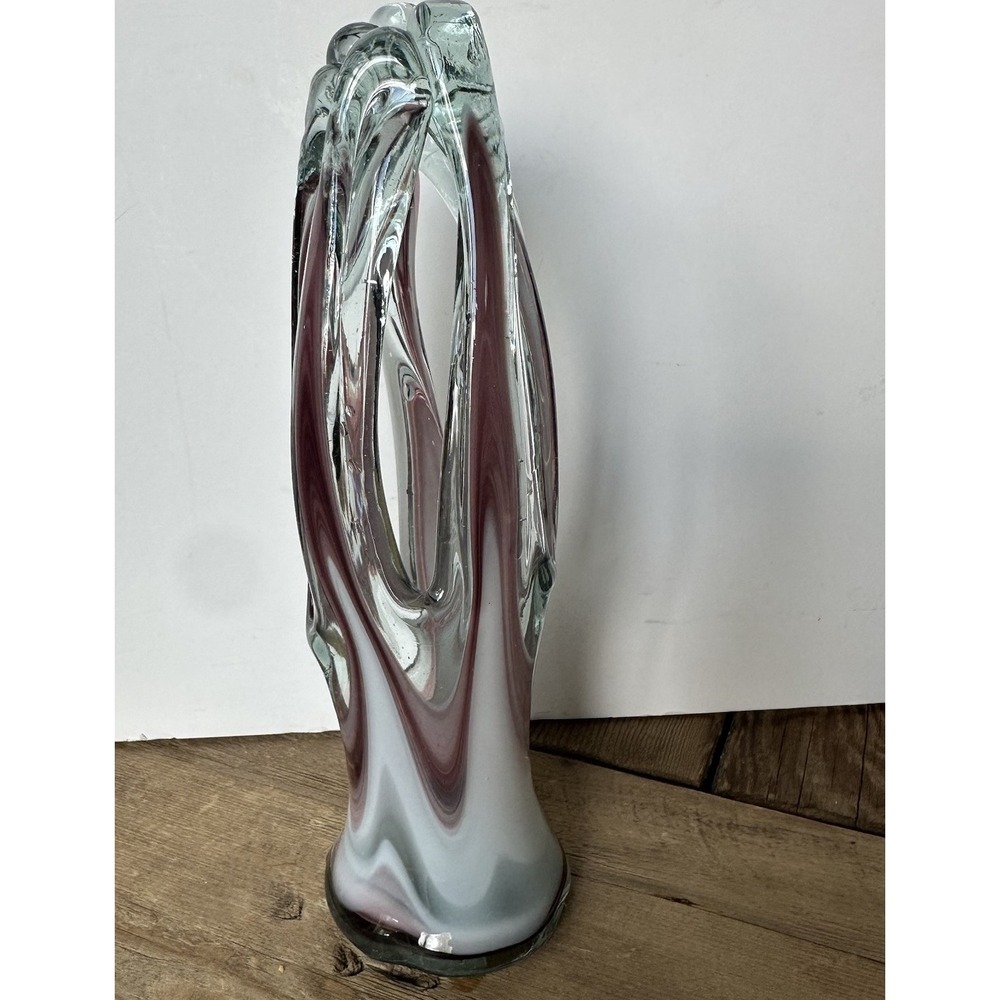 Stretched Art Glass Sculpture Purple Hues 8" Tall